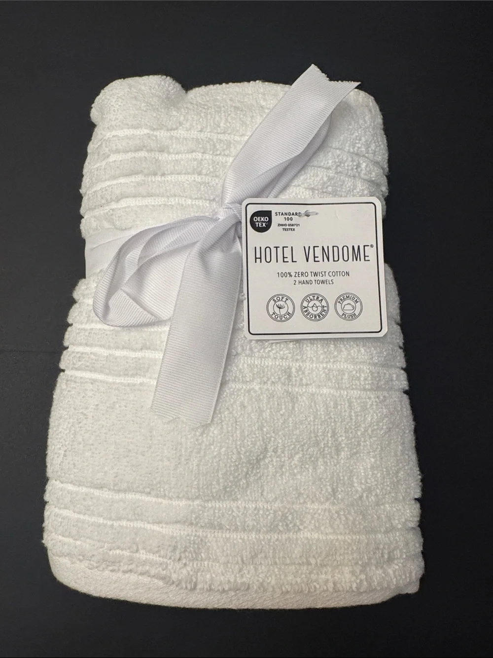 2pc HOTEL VENDOME Premium Plush Zero Twist Cotton Bath Hand Towel Set